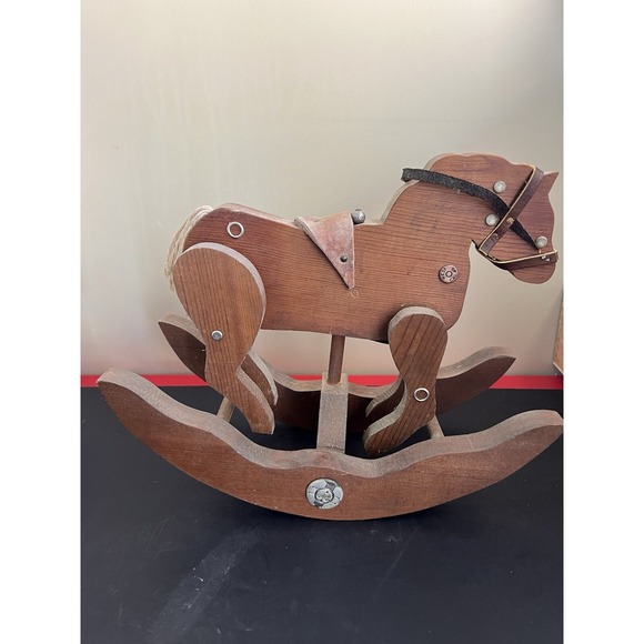 The Unbranded Brand Other - HANDMADE WOODEN ROCKING HORSE 9H X 11L X 5W SEE VIDEO (742)